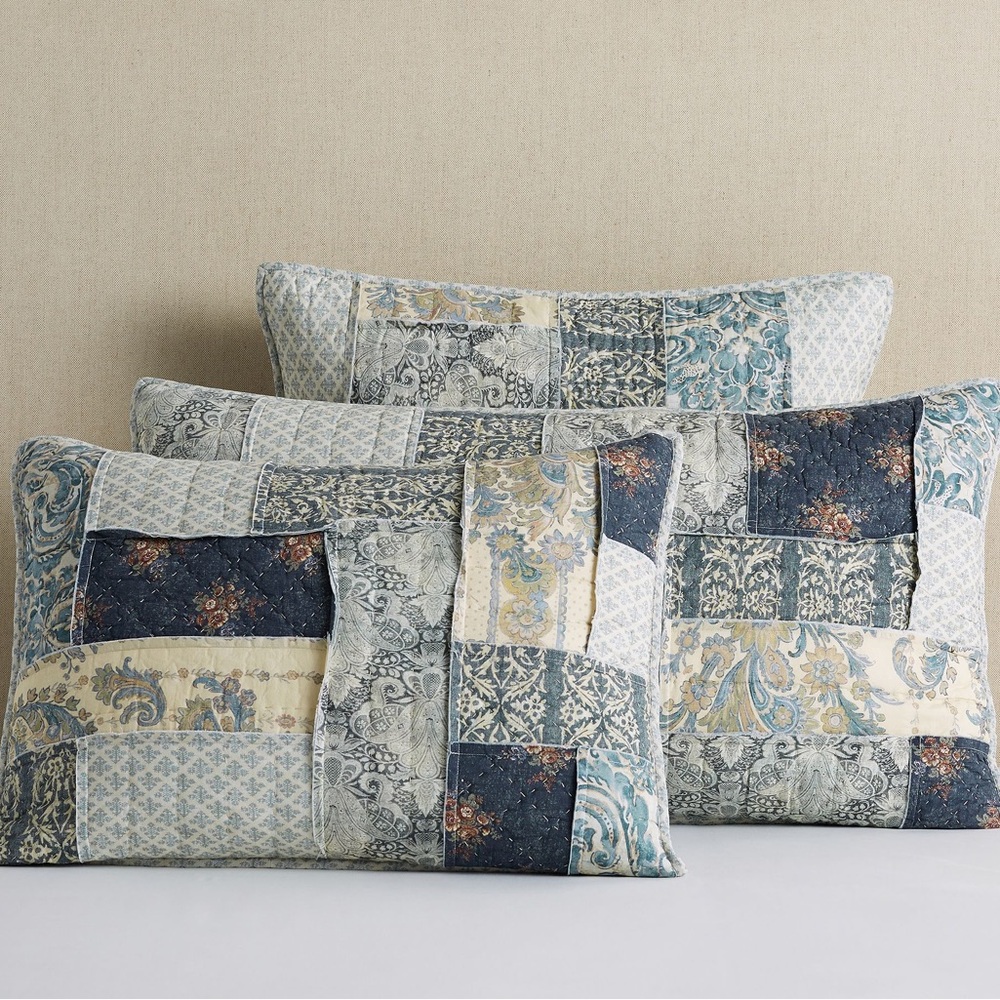 Pottery Barn Delaney Patchwork Quilt, Full/Queen, Blues/Yellow - Picture 6 of 10